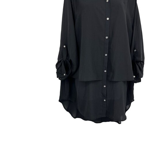 Lane Bryant Womens Roll Tab Sleeve Button-Down Hi-Low Tunic Top Size 18/20 - Picture 2 of 10